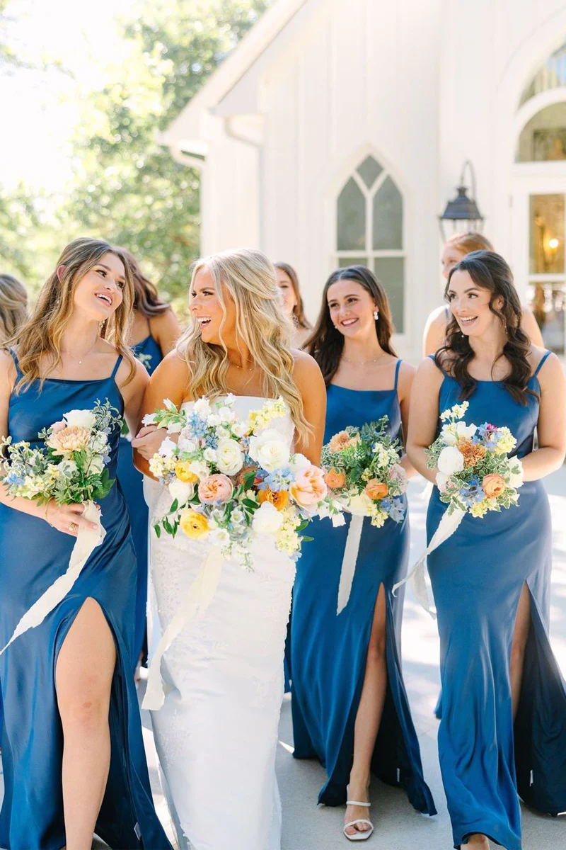 Simple Mermaid Spaghetti Straps Blue Long Bridesmaid Dresses Pic Color / US6 Simple Mermaid Spaghetti Straps Blue Long Bridesmaid Dresses Pic Color / US6