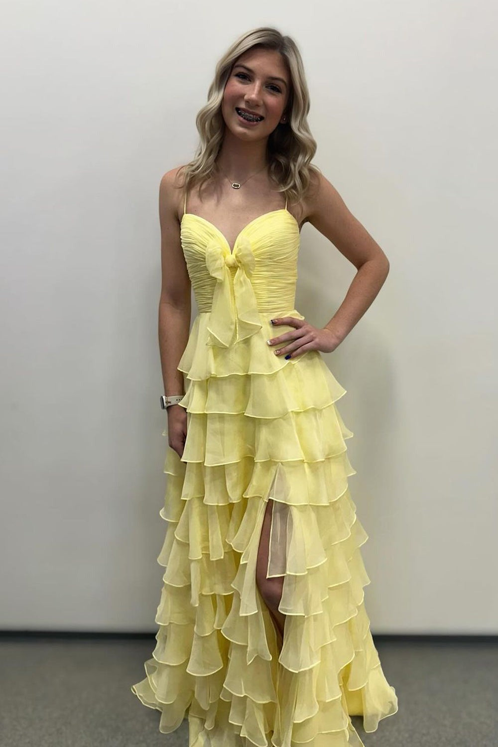 A Line Sweetheart Yellow Chiffon Prom Dresses – luladress