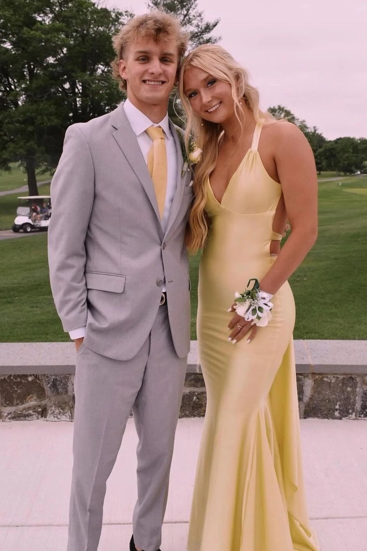 Mermaid V Neck Black Satin Long Prom Dresses Pic Color / US18 Mermaid V Neck Black Satin Long Prom Dresses Pic Color / US18
