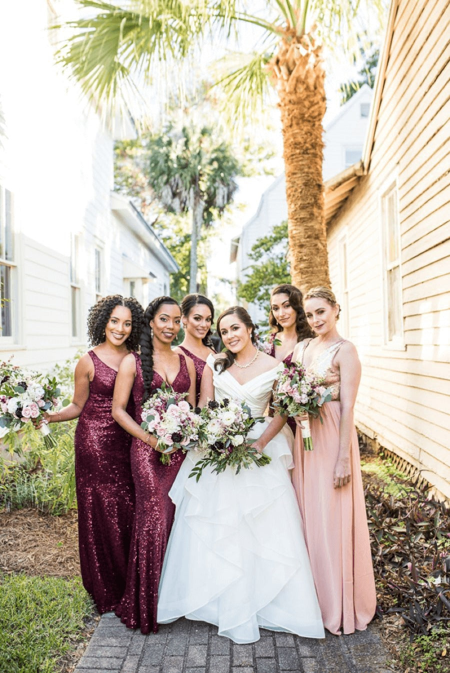 V Neck Sleeveless Burgundy Sequin Bridesmaid Dresses - Pic Color / Custom Size V Neck Sleeveless Burgundy Sequin Bridesmaid Dresses - Pic Color / Custom Size