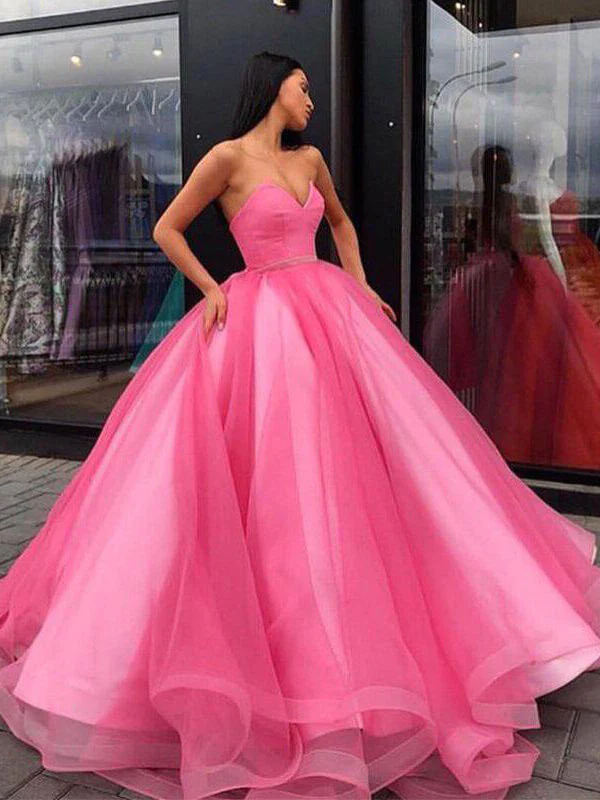 Organza Princess Sweetheart Ball Gown Prom Dresses, Long Formal Dresses