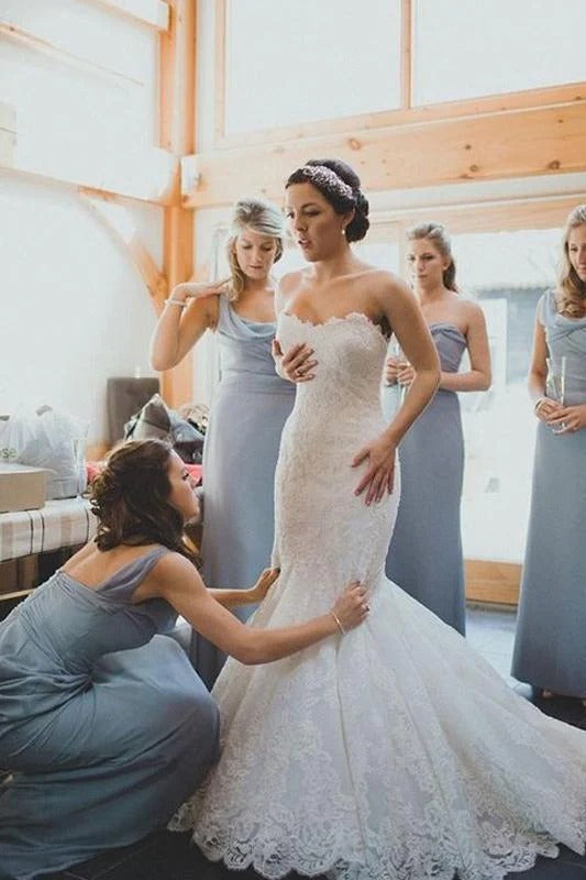 One Shoulder Dusty Blue Chiffon Bridesmaid Dresses luladress One Shoulder Dusty Blue Chiffon Bridesmaid Dresses luladress