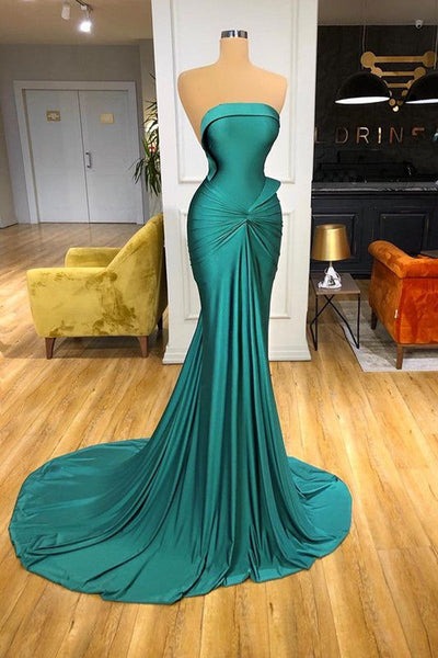 Elegant Strapless Mermaid Long Prom Dresses Pic Color / US0 Elegant Strapless Mermaid Long Prom Dresses Pic Color / US0