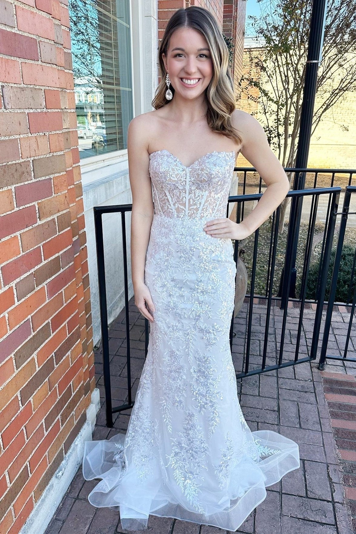 Mermaid White Off The Shoulder Sequins Lace Long Prom Dresses with Long Sleeves