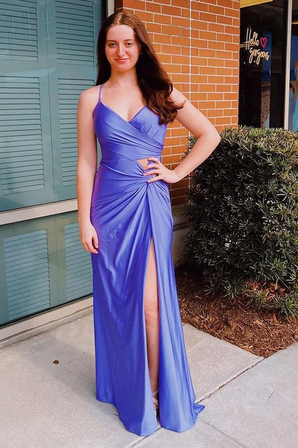 Sheath Spaghetti Straps Corset Back Purple Prom Dresses – luladress Sheath Spaghetti Straps Corset Back Purple Prom Dresses – luladress