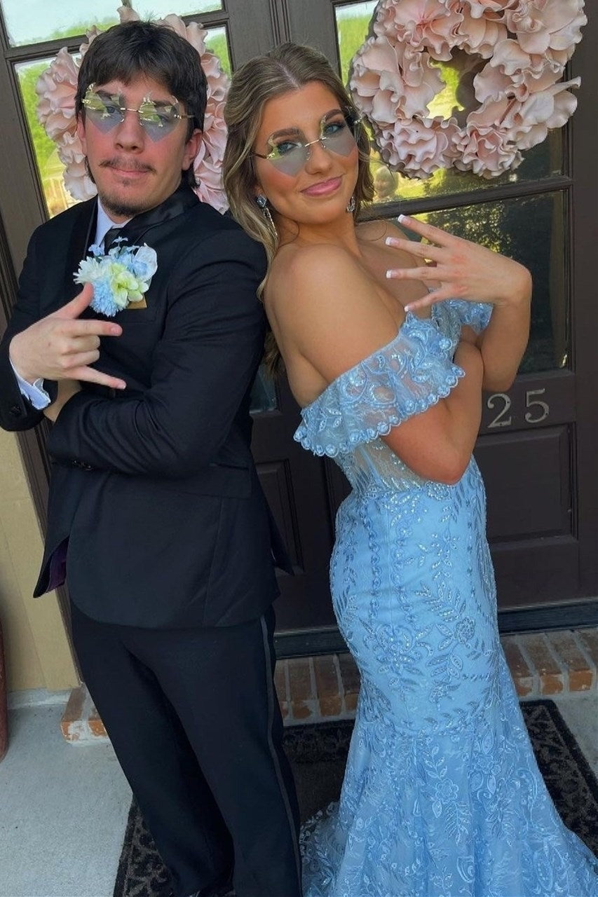 Mermaid Off-the-Shoulder Lace Long Prom Evening Dresses