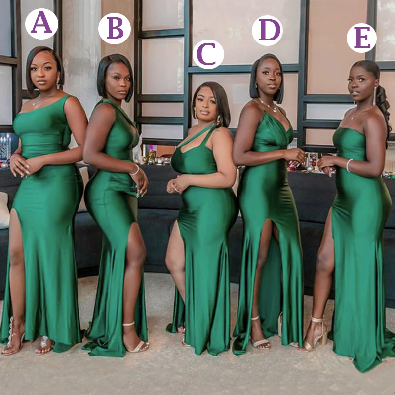 Mismatchy Emerald Green Sexy Side-Slit Mermaid Long Bridesmaid Dresses luladress Mismatchy Emerald Green Sexy Side-Slit Mermaid Long Bridesmaid Dresses luladress