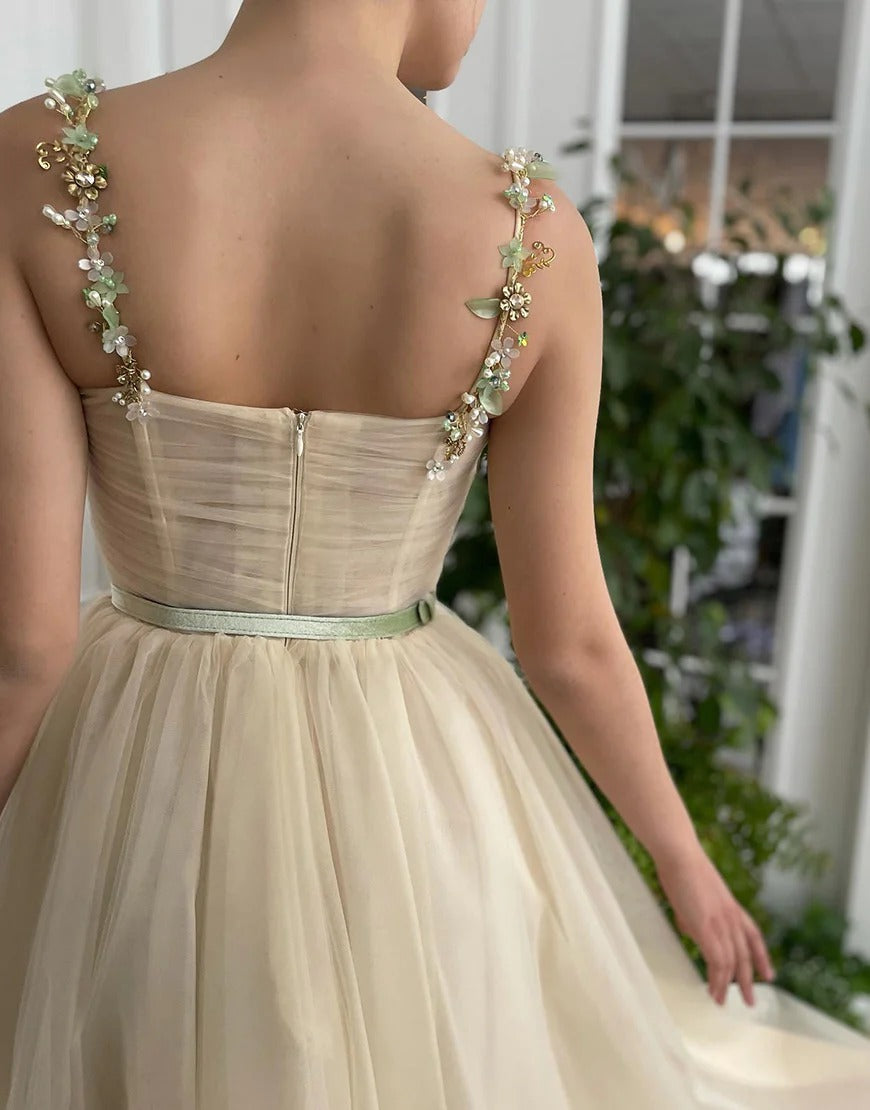A Line Apricot Homecoming Dresses with Beading