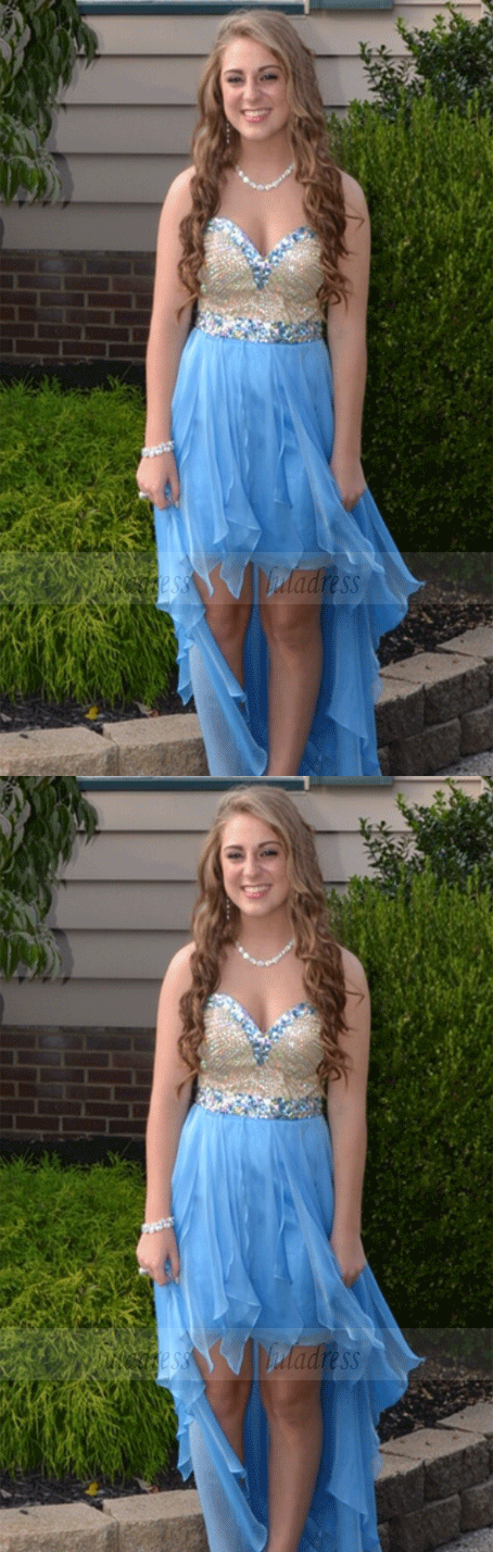 Chiffon Prom Dresses Sweetheart Neck Crystals Women Party Dresses