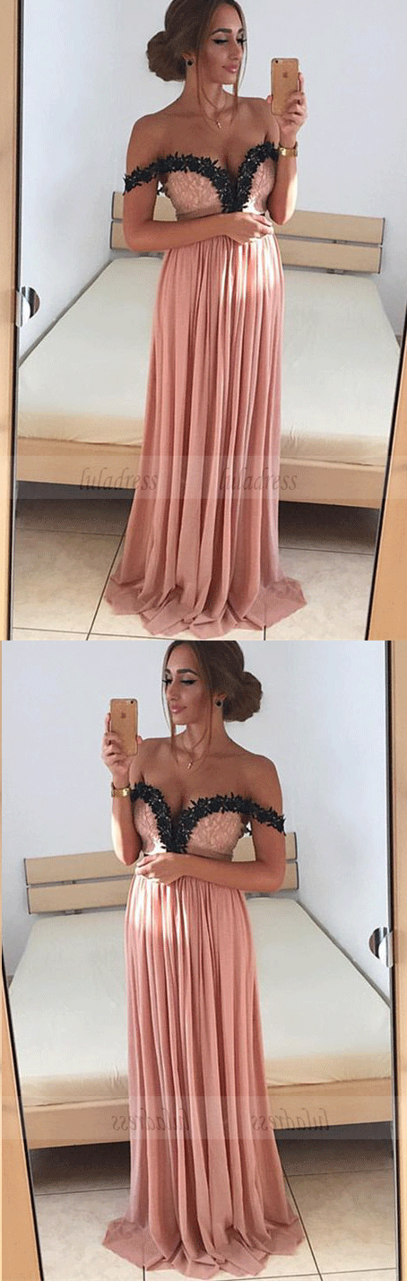 off the shoulder prom dress,long evening gowns,elegant bridesmaid dress,lace applique prom dress