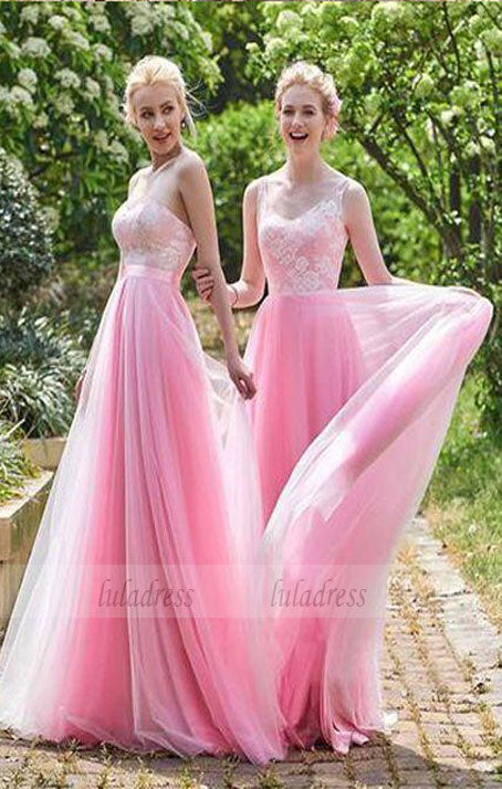 Beautiful A-Line Floor-Length Bridesmaid/Prom Dress with Lace