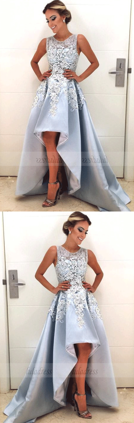 high low prom dresses elegant evening gown lace embroidery