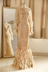 Lace Appliques Prom Dresses | Long Sleeves Mermaid Formal Dress