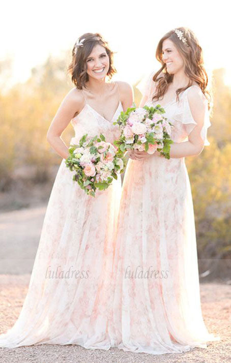 chic wedding party dresses, romantic fashion bridesmaid dresses with lace,simple long party gowns