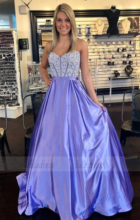 Sweetheart Neckline A-line Prom Dresses With Beading