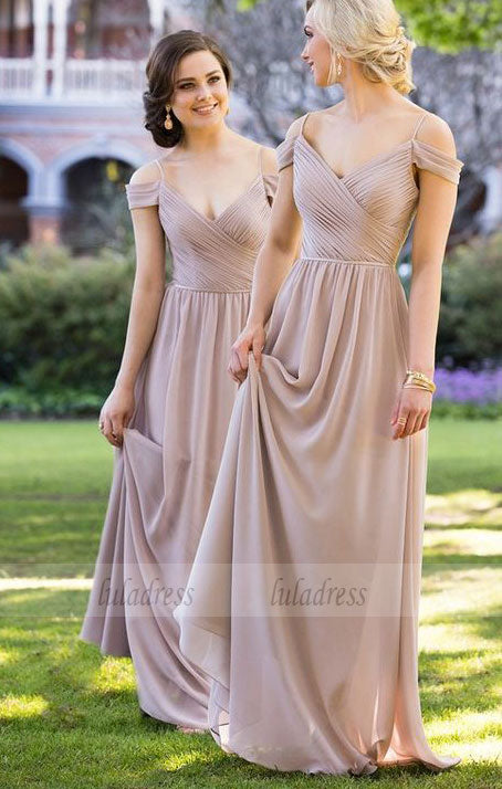 Long Chiffon Bridesmaid Dress with Ruched Bodice Long Chiffon Bridesmaid Dress with Ruched Bodice