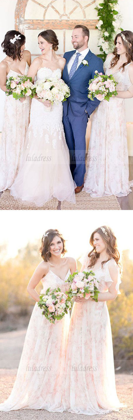 chic wedding party dresses, romantic fashion bridesmaid dresses with lace,simple long party gowns
