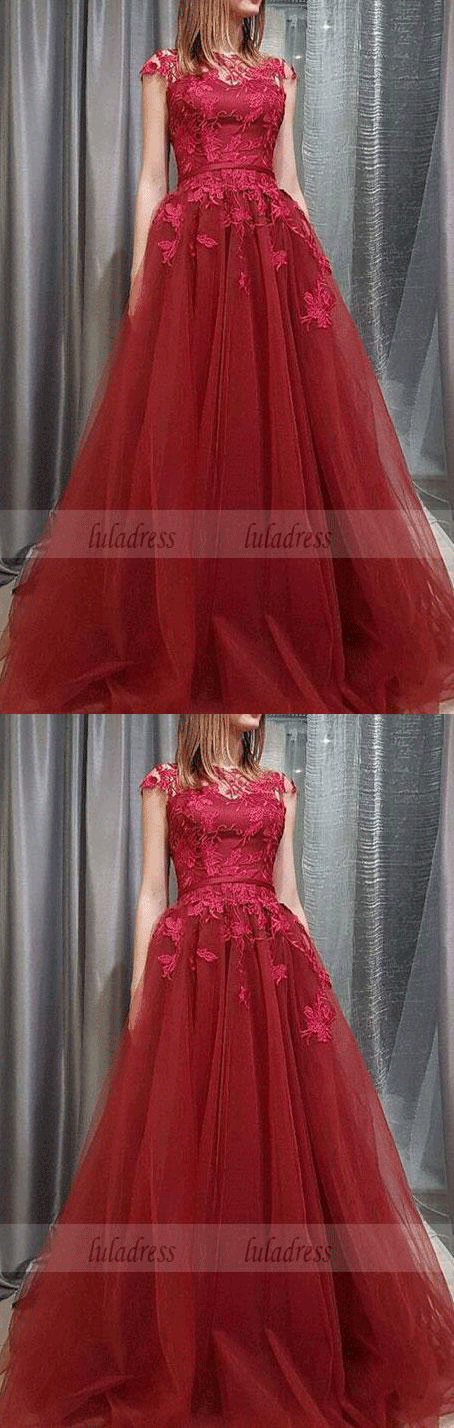 A-line Lace and Tulle Long Formal Dress,Charming Party Dress, Formal Gowns