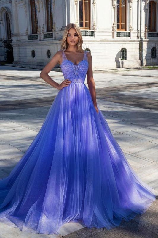 Glamourous Sleeveless Tulle Purple Zipper Prom Dresses Long Custom Color / US2 Glamourous Sleeveless Tulle Purple Zipper Prom Dresses Long Custom Color / US2