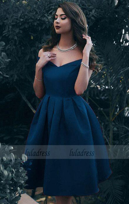 V-neck Satin Knee Length Bridesmaid Dresses Off-the-shoulder Party Dre V-neck Satin Knee Length Bridesmaid Dresses Off-the-shoulder Party Dre