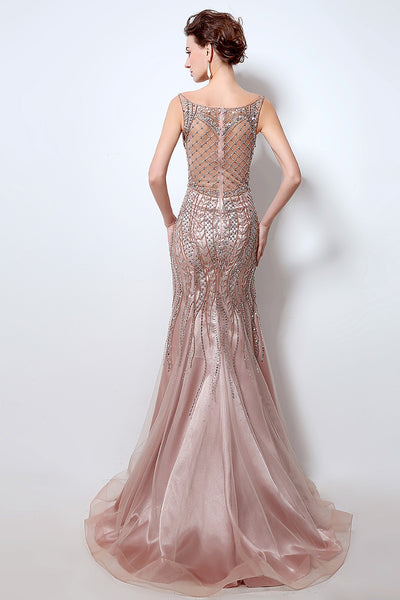 Formal Long Mermaid Evening Dress Beaded Luxury Prom Dress, BS05