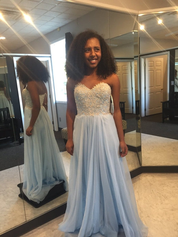 light blue Prom Dresses,long prom dress,sweetheart prom Dress,simple prom dress