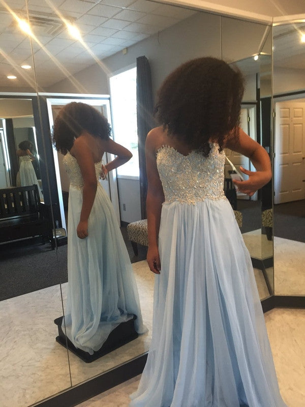 light blue Prom Dresses,long prom dress,sweetheart prom Dress,simple prom dress