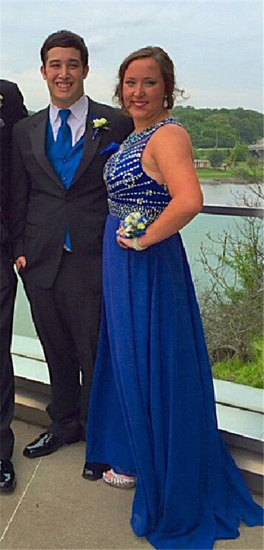 blue Prom Dresses,long prom dress,beaded prom Dress,charming prom dress,formal prom dress