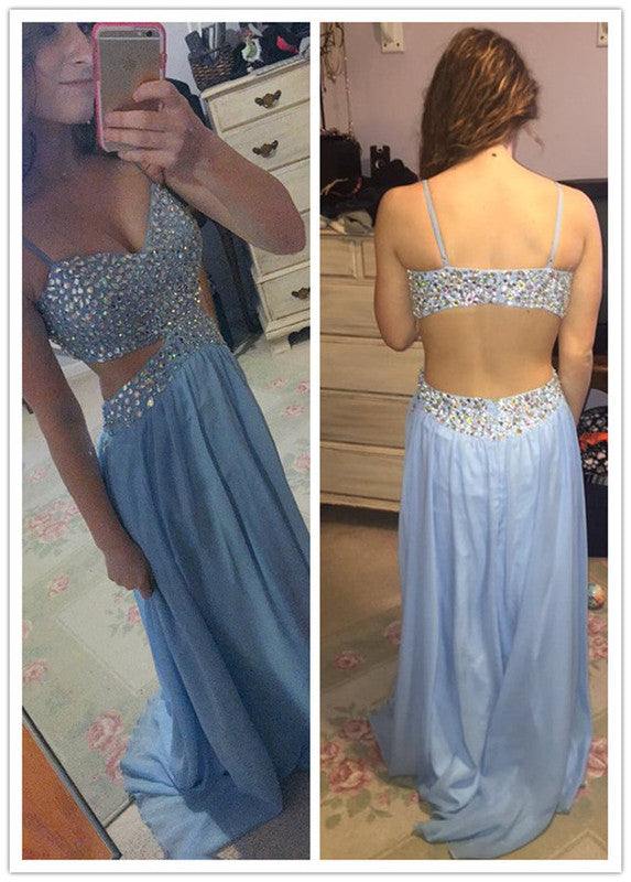 blue Prom Dresses,long prom dress,open back prom Dress,sexy prom dress