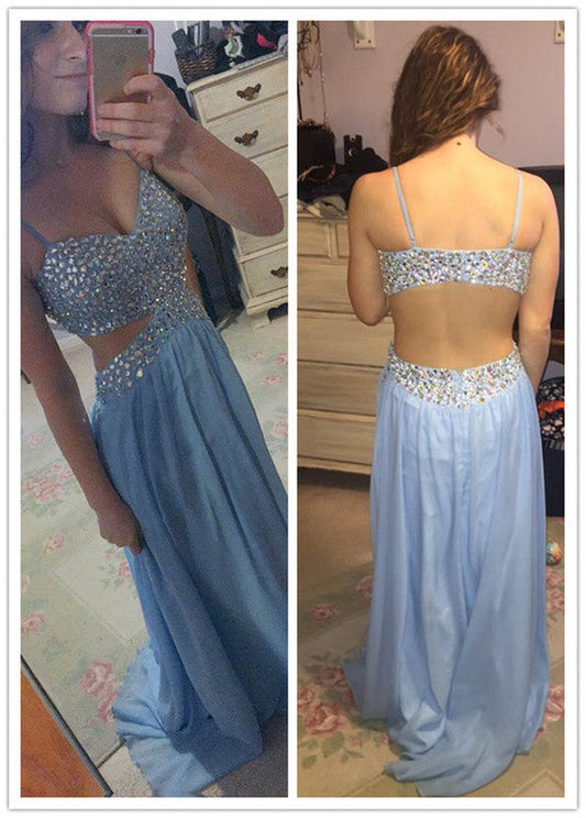 blue Prom Dresses,long prom dress,open back prom Dress,sexy prom dress