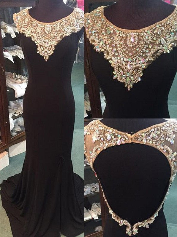 black Prom Dresses,open back prom dress,charming prom Dress,formal prom dress
