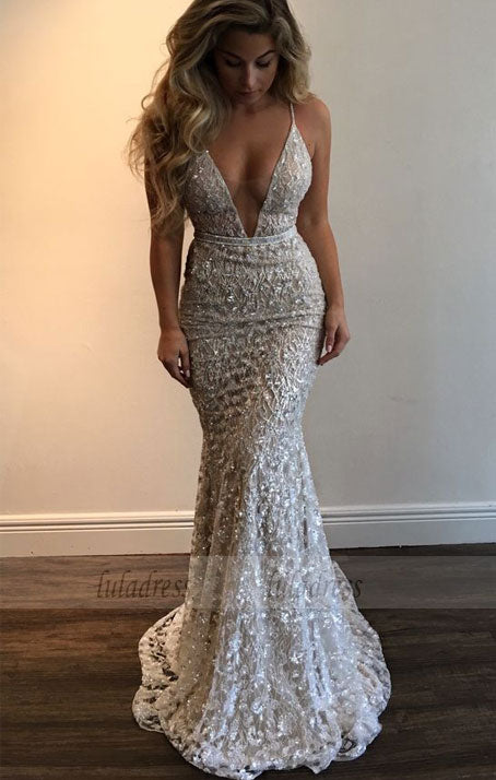 Mermaid Wedding Dress, Beading Wedding Gowns,Spaghetti Strap Wedding D luladress Mermaid Wedding Dress, Beading Wedding Gowns,Spaghetti Strap Wedding D luladress