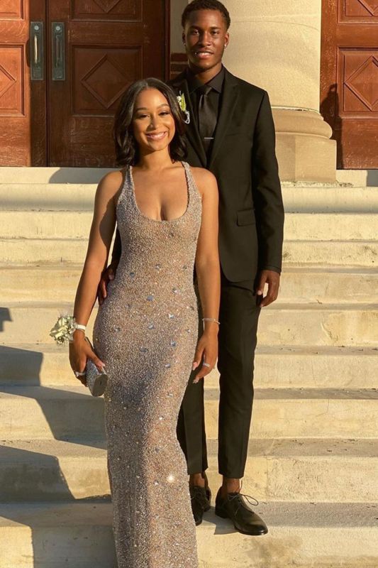 Sparkle Silver Long Mermaid Prom Dresses With Crystal In Stock Sparkle Silver Long Mermaid Prom Dresses With Crystal In Stock