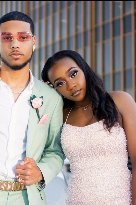 Light Pink Tulle Mermaid Prom Dresses With Sequins