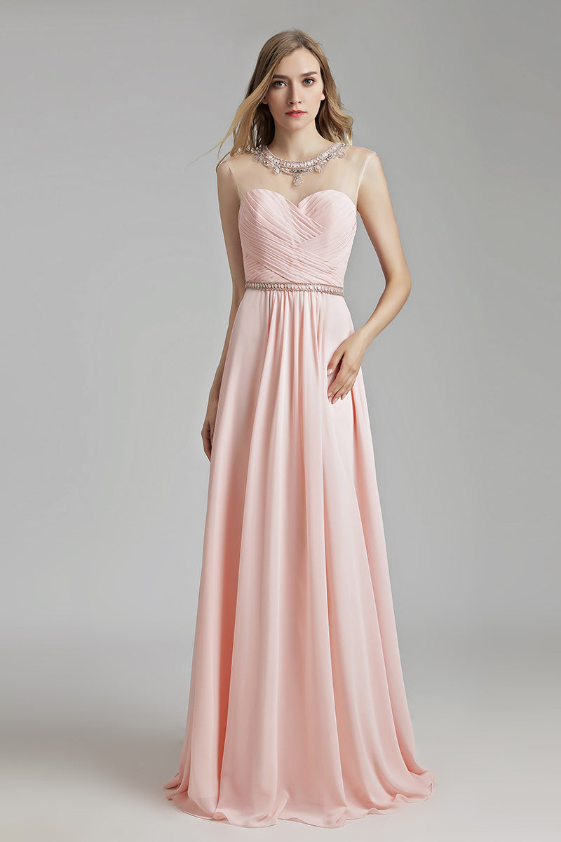 Light Pink Chiffon Simple Long Prom Dress Light Pink Chiffon Simple Long Prom Dress