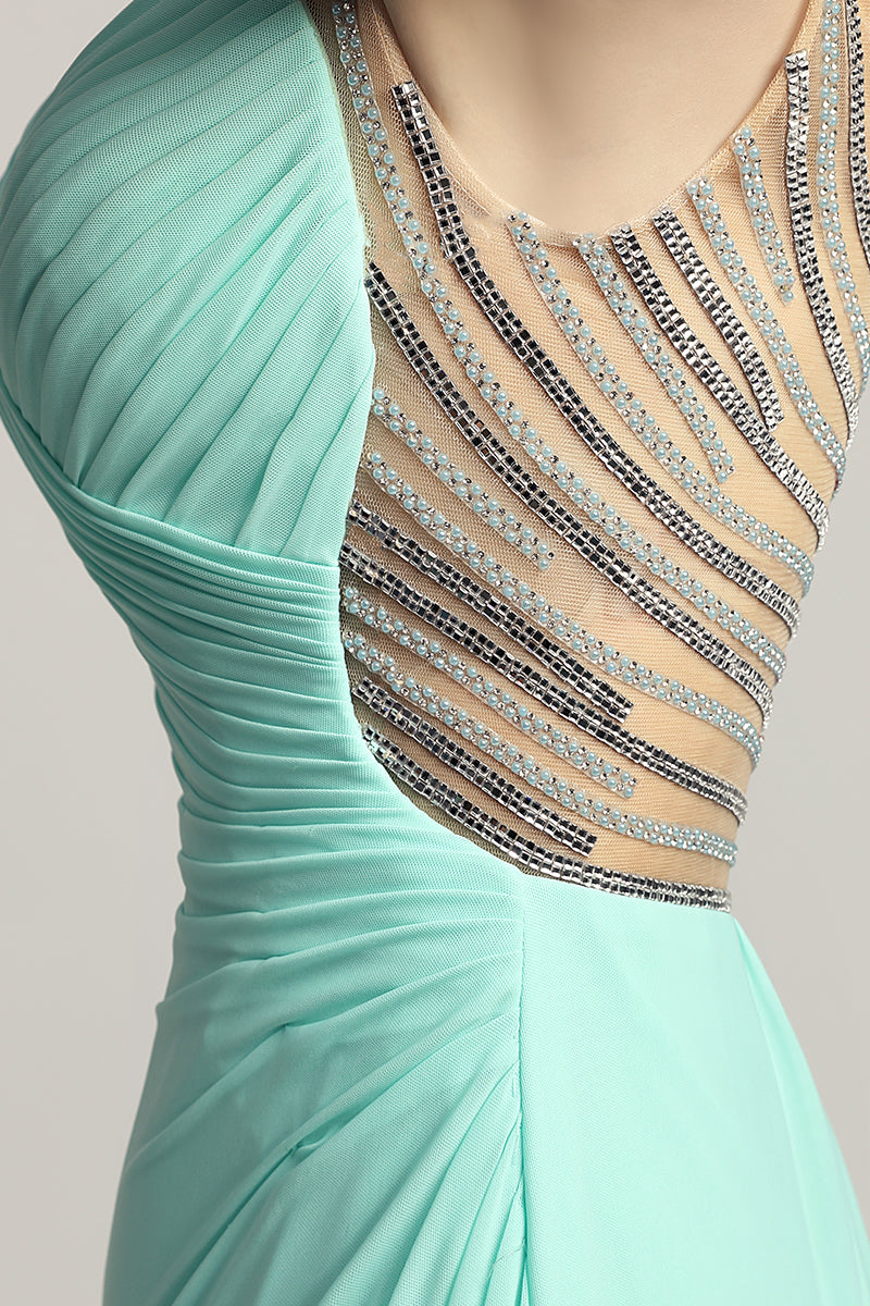 Green Chiffon Vintage Evening Dress Elegant Sleeveless Short Prom Party Dress main image 1
