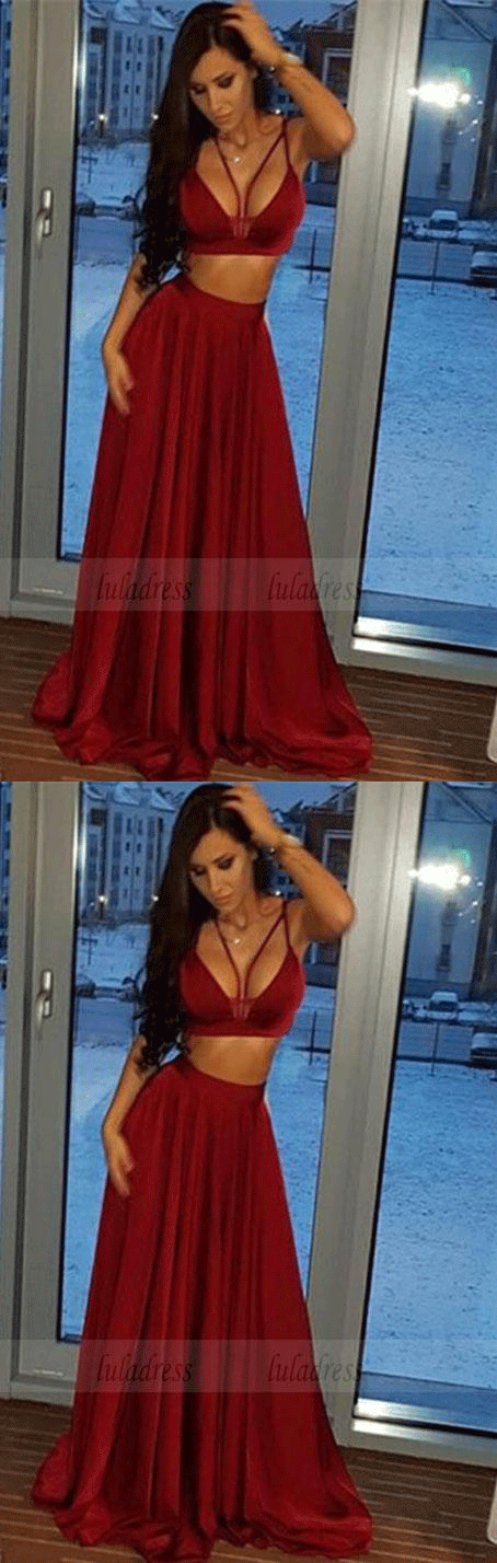 simple spaghetti straps sweep train party dresses