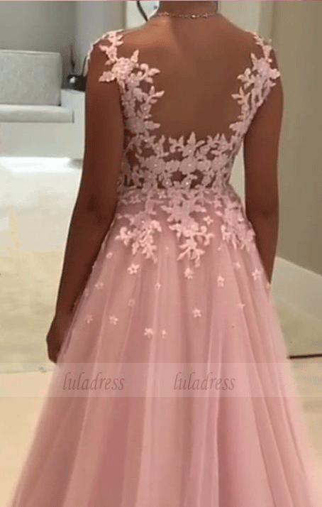 princess style a line pink chiffon prom long dresses elegant evening gowns