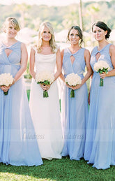 A-Line V-Neck Keyhole Chiffon Bridesmaid Dresses