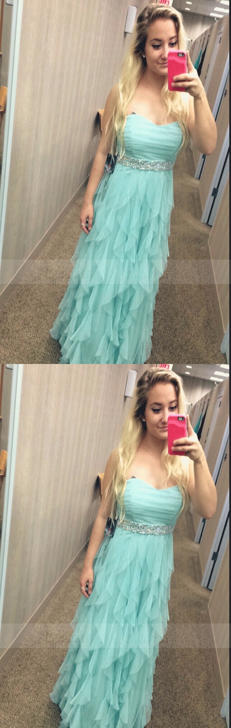 Charming Chiffon Prom Dresses Sweetheart Neck Crystals Women Dresses