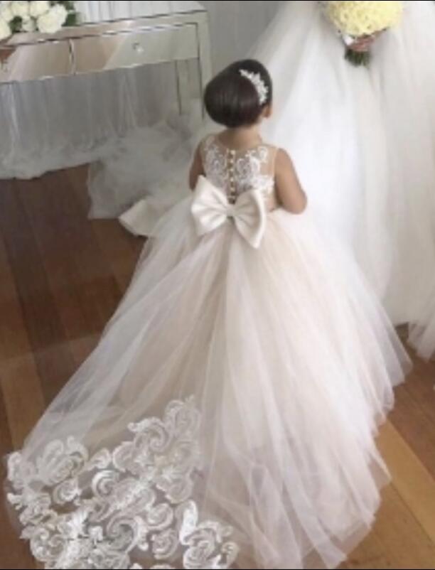 mini flower girl dresses lace and tulle Lace off the shoulder Tulle Flower Girl Dress