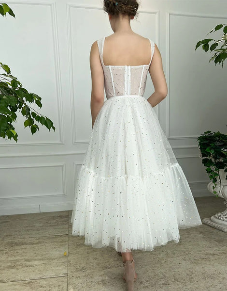 Straps Short Tulle Prom Dresses White Homecoming Dress,BD930623