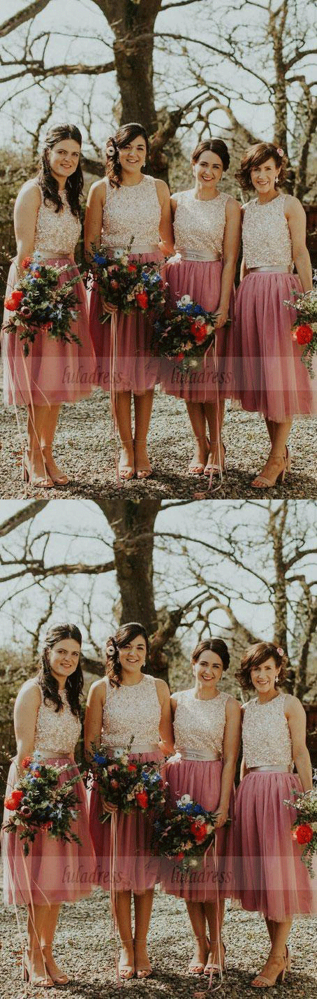 Sleeveless Bridesmaid Dresses With Beading, Elegant Bridesmaid Dresses