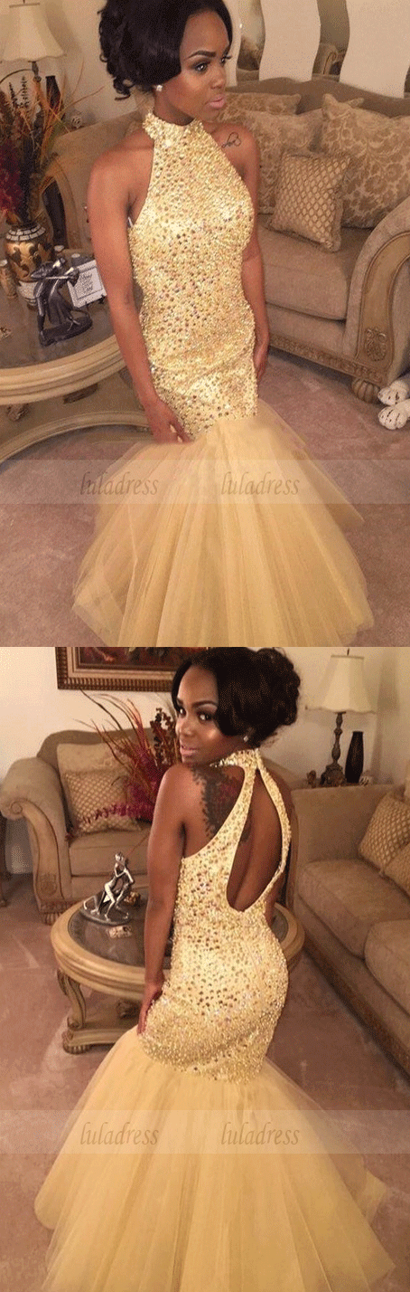 Mermaid Sleeveless Natural Prom Sweep/Brush Train Prom Dresses