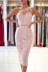 Mermaid Light Purple One Shoulder Prom Dresses With Lace Appliques