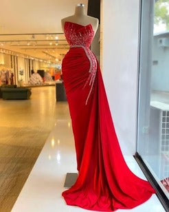 Red Long Mermaid Formal Prom Dresses
