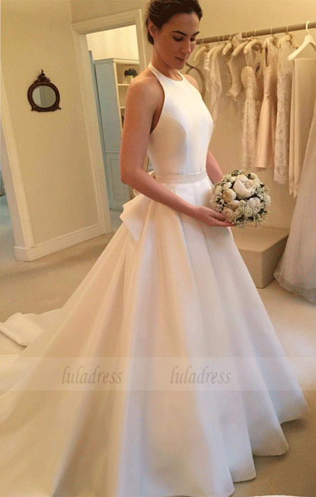 satin halter wedding dress Halter Wedding Dresses,Satin Wedding Dresses