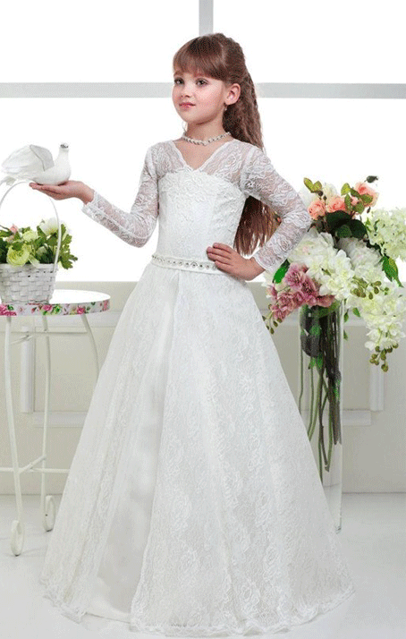 Lace Tulle Flower Girl Dress, Girls First Communion Dresses, New Hot F luladress Lace Tulle Flower Girl Dress, Girls First Communion Dresses, New Hot F luladress