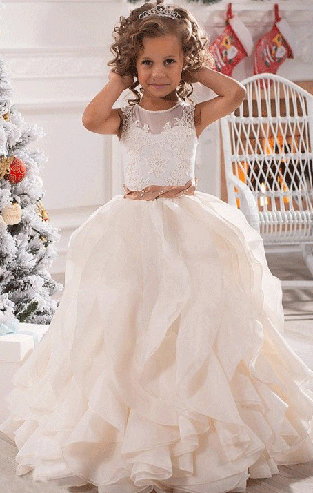 Lovely Long First Communion Dresses for Girls Wedding Party Gown Ruffl luladress Lovely Long First Communion Dresses for Girls Wedding Party Gown Ruffl luladress