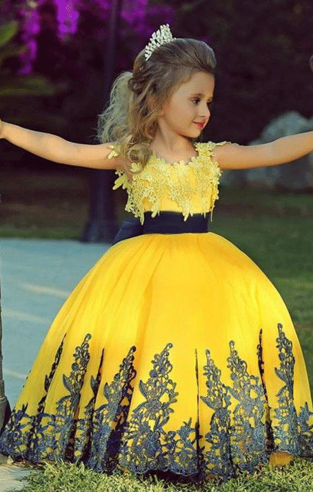 Robes de fille de fleurs Robe de bal de luxe Fête Cérémonie de première communion Petite fille/enfant Robe de princesse pour le mariage des enfants